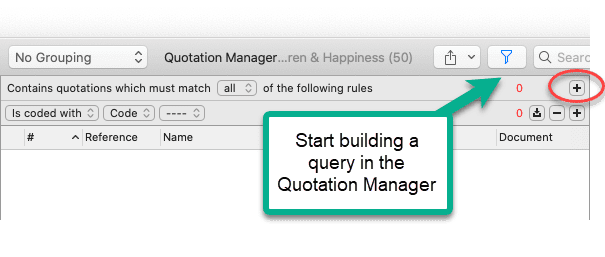Filter icon in the Quotation Manager