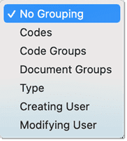 Document Manager Grouping Options