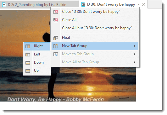 Move document to a new tab group