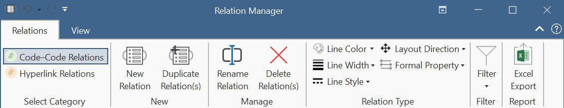 ATLAS.ti Relation Manager ribbon
