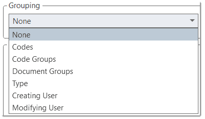 Grouping options for reports