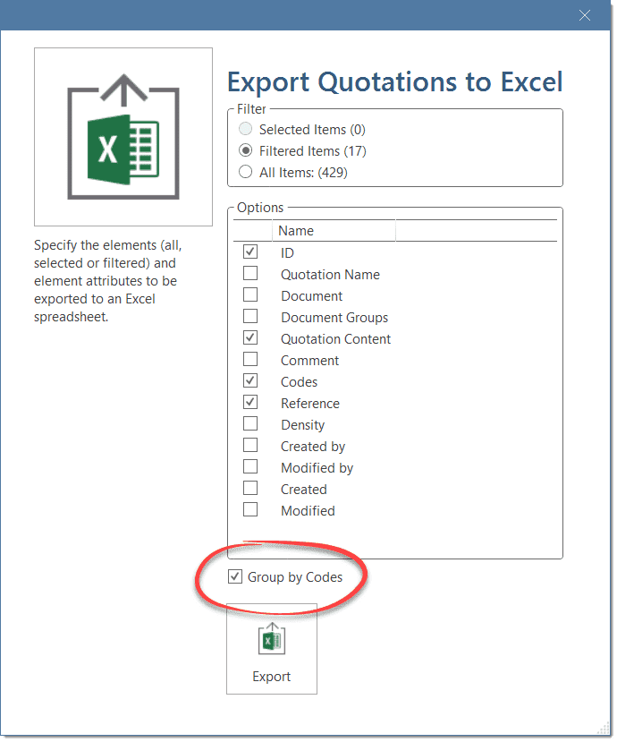 Excel report for multiple codes