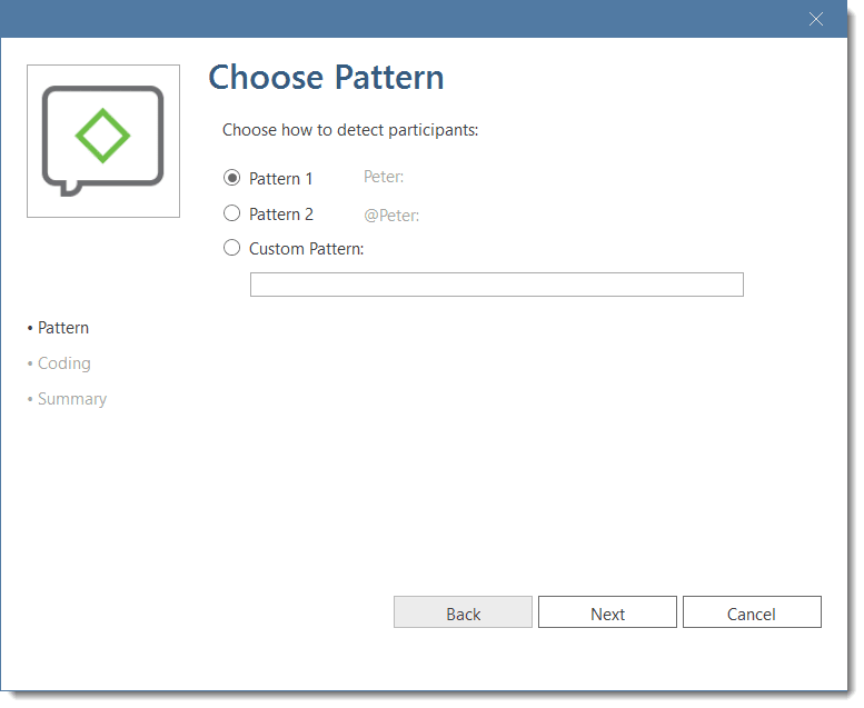 Select pattern for focus group coding