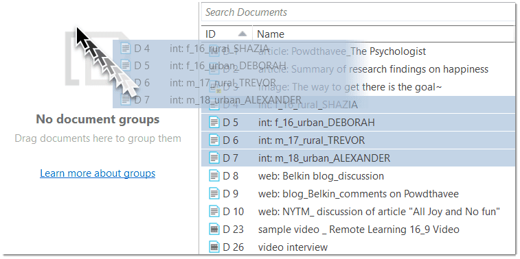 Create document group via drag & drop