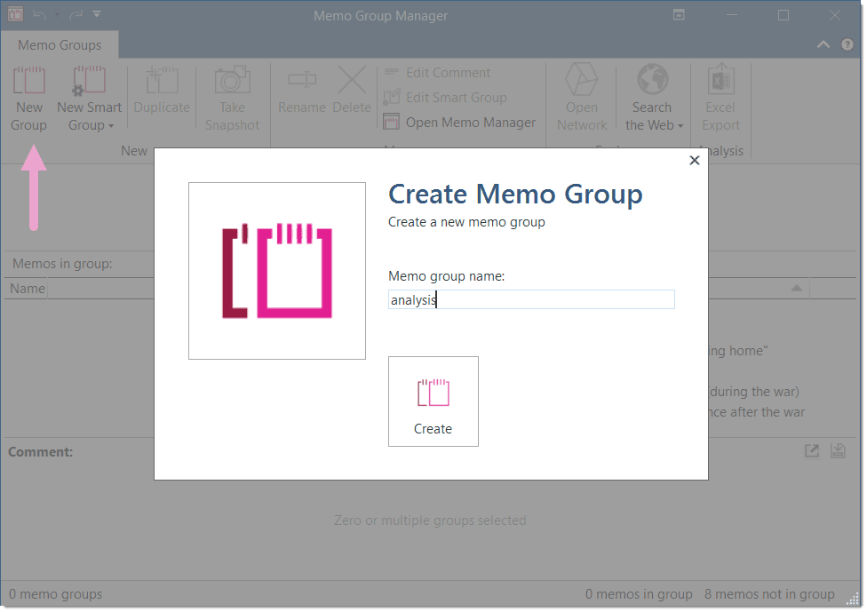 Creating a group in the Group Manager