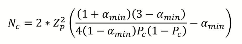 Equation for calculating the sample size