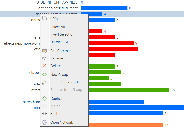 Code Manager Bar Chart context menu 
