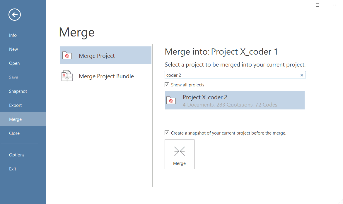 Project Merge Dialogue