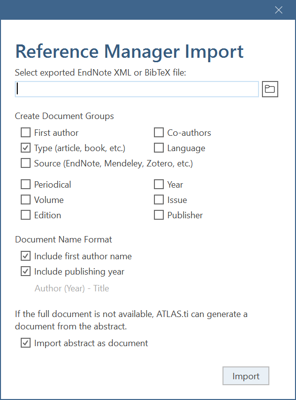 Importing Data for a Literature Review
