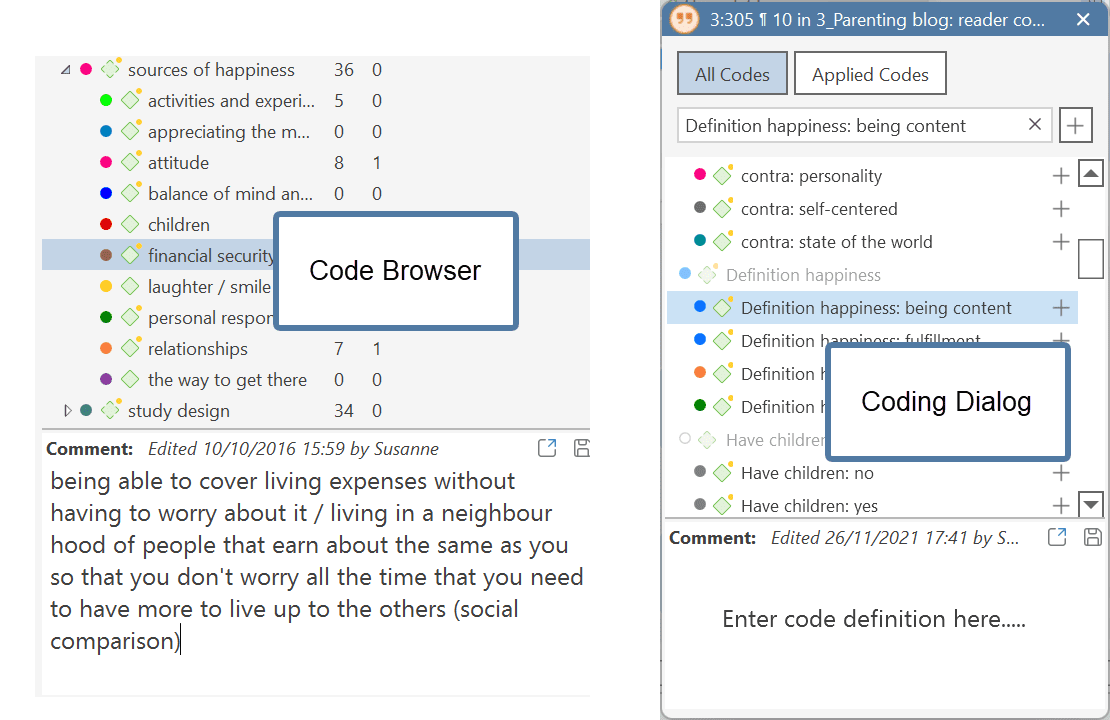 Adding code definitions