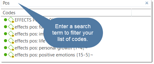 Kode-Liste filtern