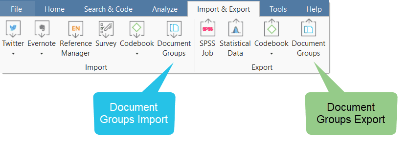 Importar o exportar grupos de documentos