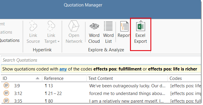 Create a report of retrieved quotations