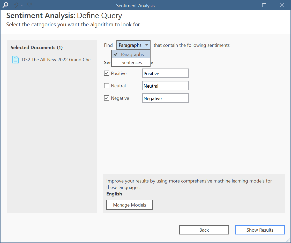 Define Query for Sentiment Analysis