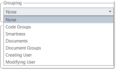 Grouping option for code reports